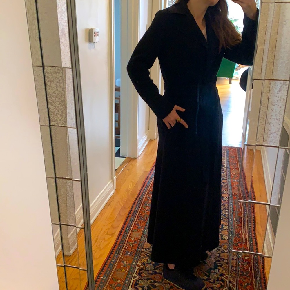 BARENA VENEZIA Black Wool Maxi Coat, IT 40 - Picture 5 of 13